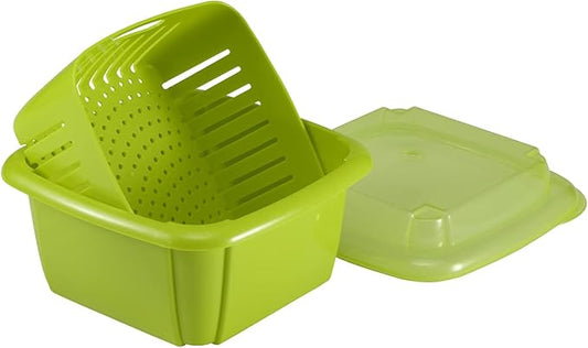 Hutzler 3-in-1 Berry Keeper Colander and Container, Keeps Berries Fresh Longer 2 pints, Green