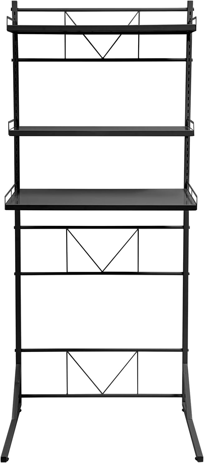 Eapmic Over The Washer and Dryer Storage Shelves, Laundry Room Standing Shelf, 3 Tier Expandable Washer and Dryer Rack with Adjustable Height, Over Toilet Washing Machine Width Within 25.2" (Black)
