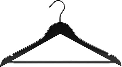 Perfecasa Grade A Real Wood Hangers 20 Pack, Suit, Coat, Solid Wood Construction, Smooth Finishes, Non-Slip Pants Bars, Soft Coated Hooks, 360° Swivel Hooks, Premium Quality Wooden Hangers (Black)