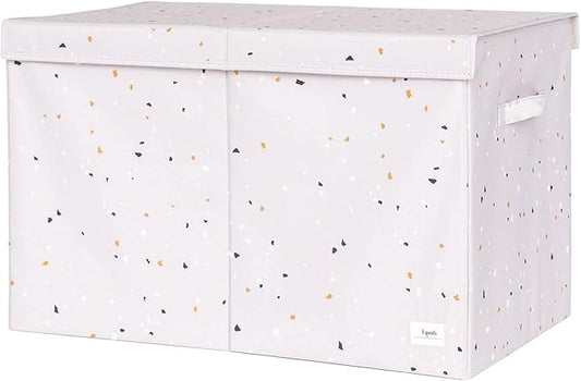 3 Sprouts Recycled Fabric Toy Chest Storage Box - Extra Large Toy Storage Box, Sturdy Toy Bins - Kids Organizer for Bedroom - Toybox Basket with Lid for Kids, Toddlers, Boys, Girls - Terrazzo Gray