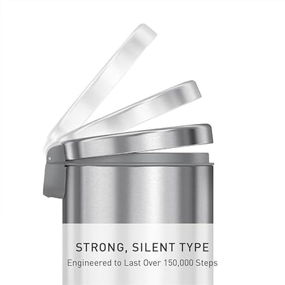 simplehuman 4.5 Liter / 1.2 Gallon Round Bathroom Step Trash Can, Brushed Stainless Steel