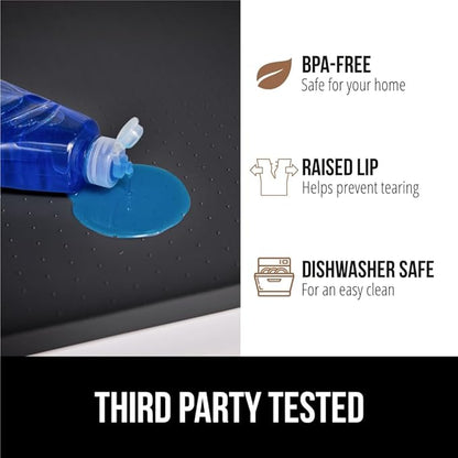 GORILLA GRIP Waterproof Silicone Under Sink Mat with Raised Lip for Kitchen and Bathroom, Cabinet Shelf Liner Stay in Place Mats Dishwasher Safe Drawer Liner, Organizer Tray, 19 x 22 in, Black
