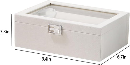 Kanwoder Bracelet Holder Organizer Box, Jewelry Storage Case with 2 Rods, Bangle Watch Display Tray for Women Girls (Beige)