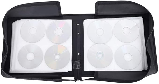 CD/DVD Binder, CD DVD Case Holder Binder 400 Capacity CD/DVD Wallet Storage Booklet Album Box (White binder, Blue)