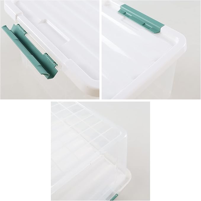 Cinkyou 6 Packs 35 L Clear Plastic Stackable Storage Container, Storage Bins with Lids