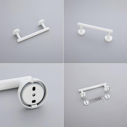 GERZWY 9-Inch Bath Towel Bar SUS 304 Stainless Steel Bathroom Towel Bar Modern Round Style Wall Mount, White