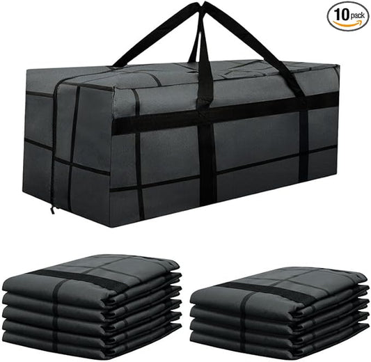 10Pack Extra Large Heavy Duty Moving Bags with Zippers & Reinforced Handles Heavy-Duty Storage Totes – Moving Boxes for Clothes, College Supplies, and Moving – Waterproof & Foldable (Extra Large)