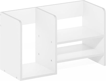 Furinno HERMITE Desk Organizers and Accessories with File Holder, Office Organization, Desk Top Book Shelf, for Office Supplies, Desk Accessories, White