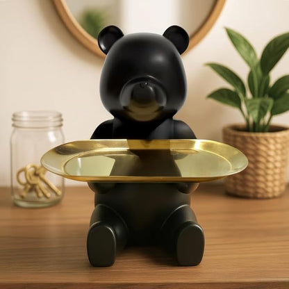 Key Dish Bowl for Entryway Table, House Warming Gifts New Apartment New Home, Bear Decor, Bookshelf Decoration, Entryway Decor Ideas & Bedside Table Decor (Matte Black)