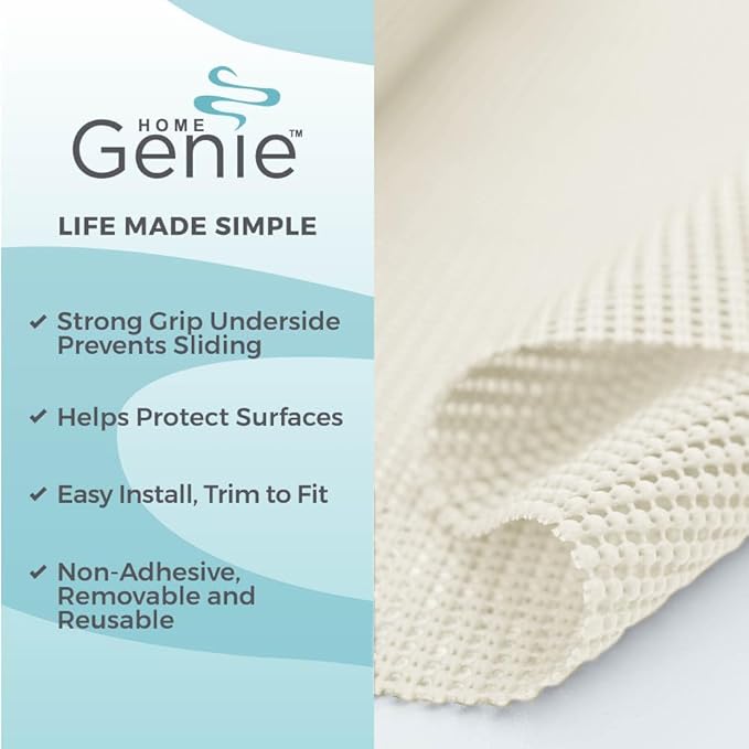 HOME GENIE Shelf Drawer and Cabinet Liner, Durable with Strong Grip, 20 in x 20 FT, Non Adhesive Liners Protect Kitchen Cabinets and Cupboard, Bathroom Drawers and Shelves, Desks, Pure White