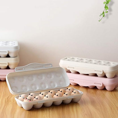 2 Pack Plastic Egg Holder for Refrigerator, Covered Egg Holders, Stackable Egg Container, Countertop Egg Storage Organizer with Lid, 18X2 Eggs