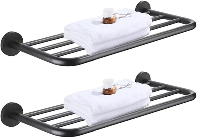 Hotel Towel Racks for Bathroom Wall Mounted, 30 Inch Towel Shelf for Bathroom, 2-Tier Bathroom Towel Rack, Gray