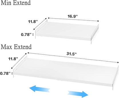 Adjustable Closet Storage Shelves, Heavy Duty Expandable Wardrobe Shelves Organizer System for Closet Cabinet Wardrobe Cupboard Bedroom Garage 2 Pack (L:16.9'' to 31.5"; W:11.8'')