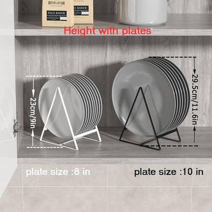 Hikinlichi 2 Pack Triangle Plate Holders Organizers Large Upright Cabinet Dish Drying Racks Metal Plate Dish Organizers Racks Stands for Countertop and Cupboard Black