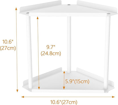 2 Tier Bathroom Counter Organizer, Vanity Organizer Corner Shelf, Skincare, Makeup Countertop Organizers, Kitchen, Bathroom Counter Storage, White