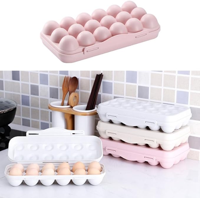 UPKOCH Stackable Plastic Egg Storage Box for Refrigerator Portable Anti-Collision Egg Holder with Lid 18-Count Shatterproof Container Space-Saving Kitchen Organizer