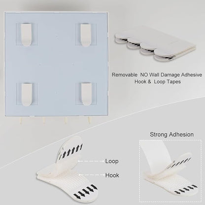 Updated Bedside Shelf Wall Mount Phone Holder Organizer Stick On Adhesive Damage Free Hanging Strips 4 Hooks Teenager Dorm Room Essentials Decoration Gasses Remotes Keys Snacks (White)