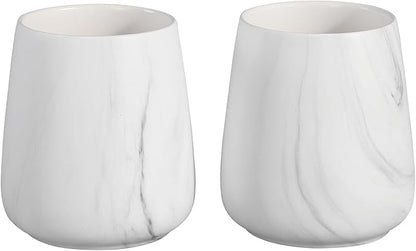 2Pcs Toothbrush Holder for Bathroom - Marble White Ceramic Tooth Brushing Holders Set, Toothbrush Cup & Toothpaste Organizer for Bathroom Countertop, Makeup Brush Holder, Pen Holder for Home Storage