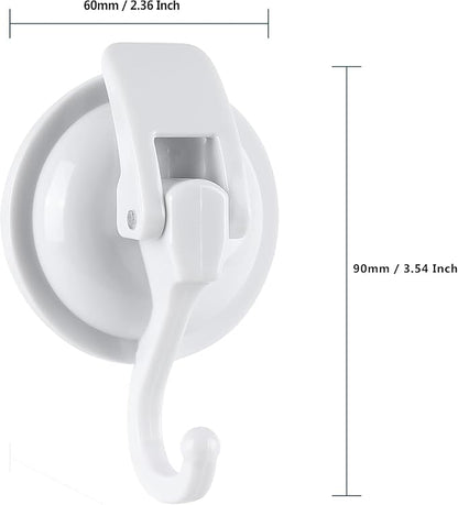 YSSILADI Heavy Duty Shower Suction Cup Hooks - Glass and Bathroom Robe Hangers, Reusable, No Hole Punch - White, 2 Pack
