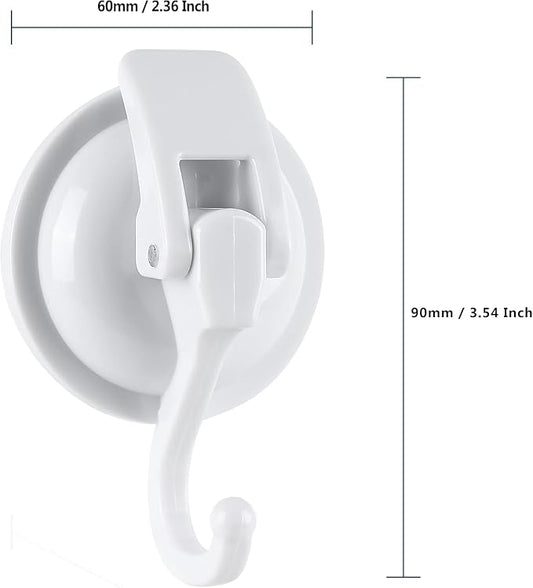 YSSILADI Heavy Duty Shower Suction Cup Hooks - Glass and Bathroom Robe Hangers, Reusable, No Hole Punch - White, 2 Pack