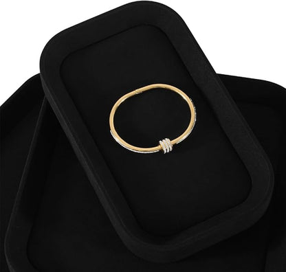 Yinbeini Ring Display Tray, Microfiber Earring Organizer,Luxury Key Tray,Premium Decorative Tray,Black Jewelry Dish