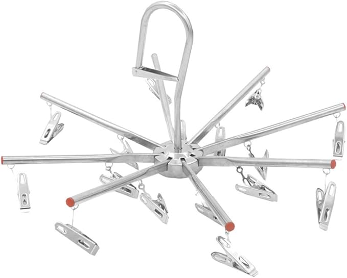 PRETYZOOM Laundry Clip and Drip Hanger with 16 Clips, Foldable Hanging Drying Rack for Hanging Socks, Diapers, Underwear, Towel