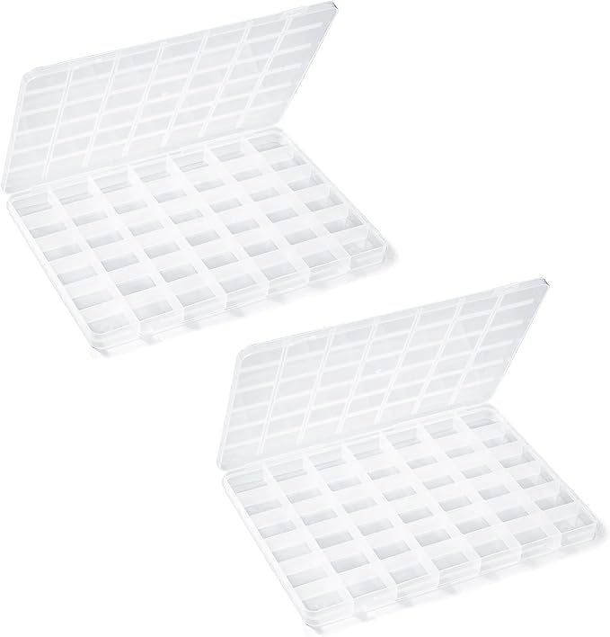 Secmity 2pcs 42 Grids Plastic Bead Organizer Beads Storage Containers Bead Holder Organizer Clear Storage Dividers Box for Jewelry Arts and Crafts