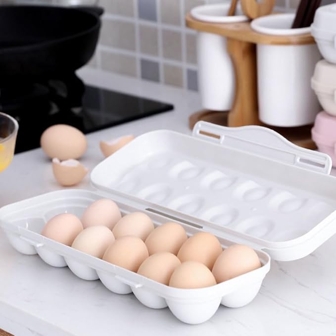 Amosfun 12-Count Egg Holder for Refrigerator with Lid Anti-Collision Fresh Storage Box for Kitchen and Fridge Organization 11.8 X 4.3 X 2.5 Inches