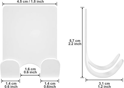 Razor Holder for Shower + Adhesive Wall Hooks, Premium 304 Stainless Steel Shower Razor Holder with Heavy Duty Waterproof Sticky Hooks for Hanging Towels, Coat, hat (4+4 Pack) - White