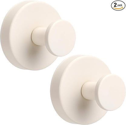 Fenas Suction Cup Hooks for Shower No-Drill Bathroom Hooks for Towels, Robes, Loofah Mountable on Bathroom Walls, Kitchen, Glass, Mirrors, Tile and Smooth,Non-Porous Surfaces (2, Milk White)