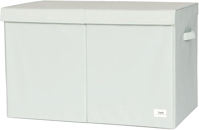3 Sprouts Recycled Fabric Toy Chest Storage Box - Extra Large Toy Storage Box, Sturdy Toy Bins - Kids Organizer for Bedroom - Toybox Basket with Lid for Kids, Toddlers, Boys, Girls - Solid Green