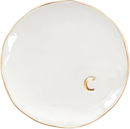 COLLECTIVE HOME - Ceramic Jewelry Tray, Decorative Trinket Dish for Rings Earrings Necklaces Bracelet Watch Keys, Birthday Mother's Day Christmas Gift for Women, 4.75", Glossy (c)