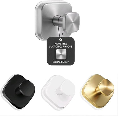 XCIXCI 2Pack Suction Cup Hooks for Shower, Bathroom, Kitchen, Glass Door, Mirror, Tile, Matte Black