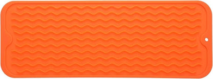 Silicone Dish Drying Mat for Multiple Usage,Easy clean,Eco-friendly,Heat-resistant Silicone Mat for Kitchen Counter,Sink,Bar,Bottle,or Cup Orange M 17 inches x 6 inches