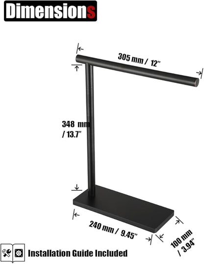 JQK Hand Towel Holder Stand Oil Rubbed Bronze, Modern Tree Rack Free Standing for Countertop with 12 Inch Bar, 304 Stainless Thicken 0.8mm Steel ORB, HTT170-ORB