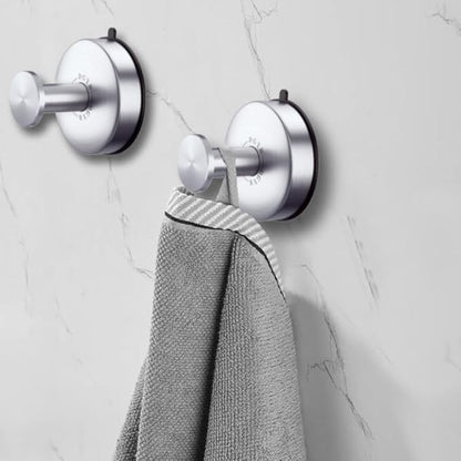 DGYB Suction Cup Hooks for Shower Brushed Nickel Bathroom Hooks Suction Set of 2 Removable Wall Hook for Hanging Towels, Robe, Loofah, Coats