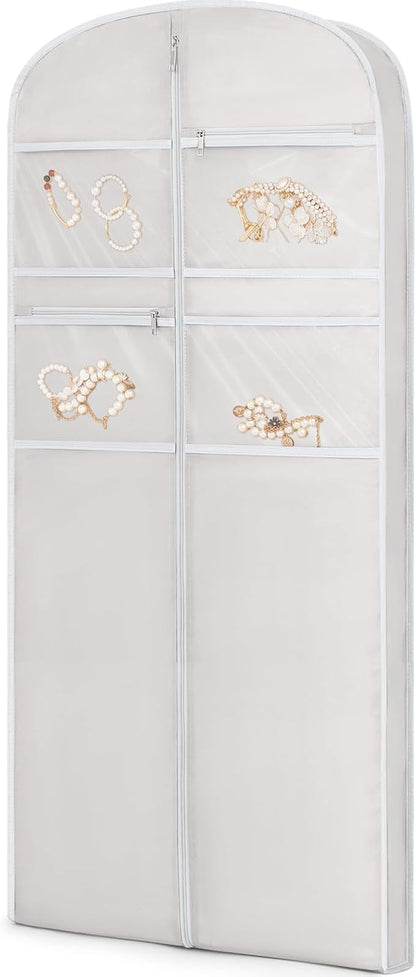 65" Garment Bag for Travel for Hanging Clothes Storage Hanging Suit Cover with Zipper and Accessory Storage for Coats, Dresses, Suits