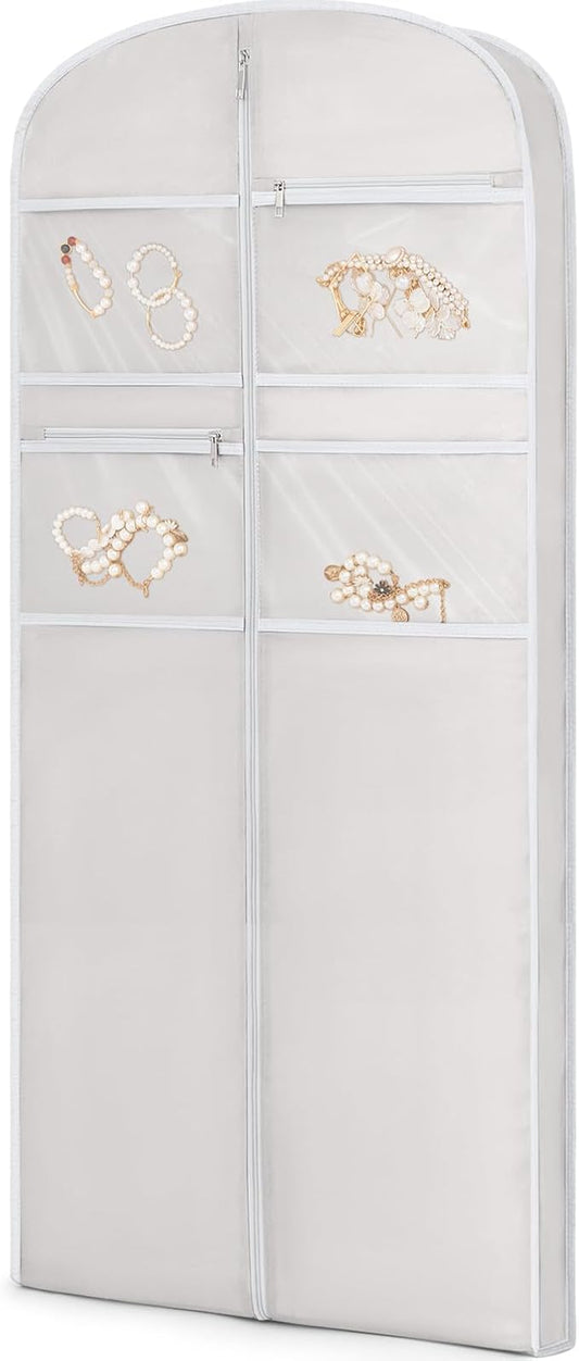 65" Garment Bag for Travel for Hanging Clothes Storage Hanging Suit Cover with Zipper and Accessory Storage for Coats, Dresses, Suits