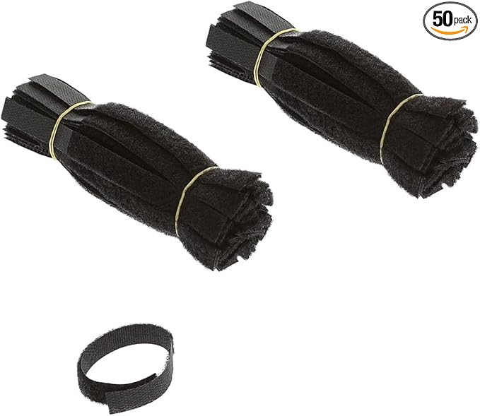 6 Inch (100-pack) Hook and Loop Self Gripping Fastening Cable Ties 1/2" Width - Multipurpose Microfiber Cloth Cable Organizer Self Adesive Pre-Cut Straps