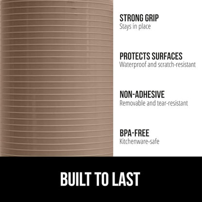 GORILLA GRIP DuraGuard Shelf Liner, 17.5x20 Non-Adhesive Cabinet Liners for Kitchen Drawers, Shelves, Refrigerator, Pantry Storage, Bathroom Closet, Durable Waterproof BPA Free Ribbed Plastic, Beige