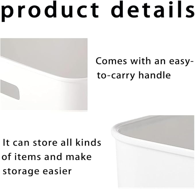4 Pack White Storage Bin ,10 Inch Storage Bins,Small Plastic Storage Bins, Basket for Bathrooms, Bedrooms, Kitchen, Office, Cupboard, Utility Rooms