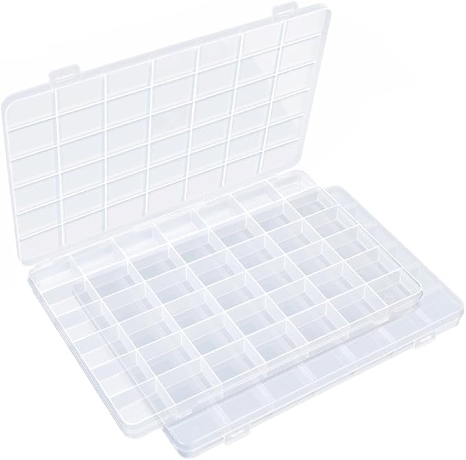IOOLEEM 42 Grids Plastic Bead Organizer Box, Organizer Container Storage Box, Dividers for bead arts and crafts.(2 Pack)