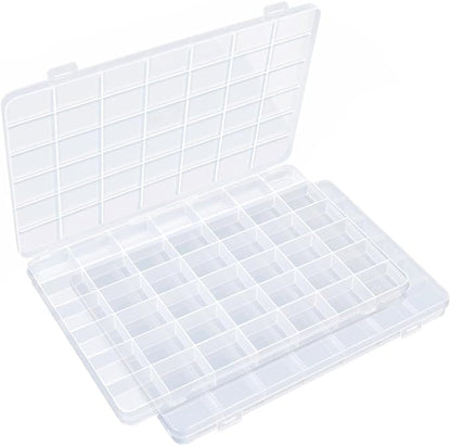 IOOLEEM 42 Grids Plastic Bead Organizer Box, Organizer Container Storage Box, Dividers for bead arts and crafts.(2 Pack)