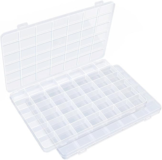 IOOLEEM 42 Grids Plastic Bead Organizer Box, Organizer Container Storage Box, Dividers for bead arts and crafts.(2 Pack)
