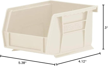 Akro-Mils 30210 AkroBins Plastic Storage Bins, Space-Saving Stackable Bins for Garage, Pantry, Craft Organization, 5-Inch x 4-Inch x 3-Inch, Stone, 24-Pack