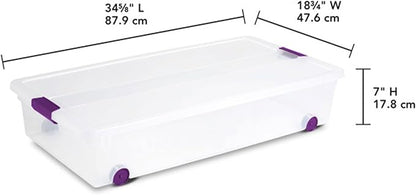 Sterilite 4-Pack 60 Quart ClearView Latch Box, Wheeled Underbed Organizer Bins with Latching Lids - Clear Plastic Organization Containers for Closet, Bedroom, Shelving Units and Everyday Home Storage