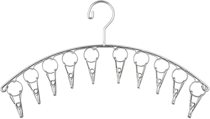 Strong Stainless Steel Laundry Drying Rack Clothes Hanger with 10 Clothespins Indoor Space Saver Hanging Clothing Organizer Mitten Sock Hangers