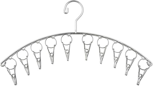 Strong Stainless Steel Laundry Drying Rack Clothes Hanger with 10 Clothespins Indoor Space Saver Hanging Clothing Organizer Mitten Sock Hangers