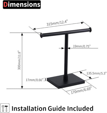 SUS 304 Stainless Steel Hand Towel Holder Standing Tree Rack for Bathroom Vanities Countertop, Matte Black DZY011-BK
