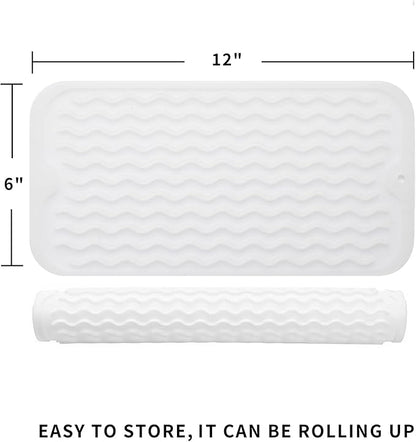 Silicone Dish Drying Mat for Multiple Usage,Easy clean,Eco-friendly,Heat-resistant Silicone Mat for Kitchen Counter or Sink,Refrigerator or Drawer Liner Translucent S 12 inches x 6 inches